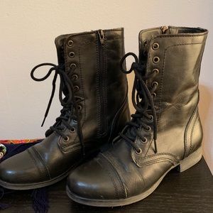 Steve Madden Black Leather Combat Boots